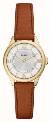 Fossil Gilmore Three-Hand (28mm) Silver Dial / Brown Leather Strap ES5423