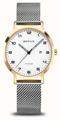 Bering Titanium Quartz (34mm) White Dial / Silver Milanese Bracelet 18634-010