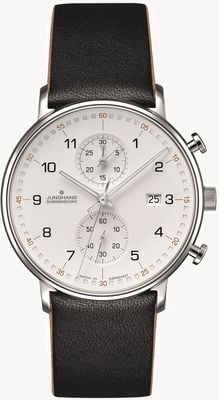 Junghans FORM C Chronoscope Calfskin Black Strap with Numbers 41/4771.00