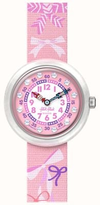 Flik Flak PICK A BOW (31.85mm) Pink and White Dial / Pink Bow Patterend Strap FBNP250