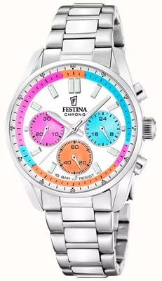Festina Boyfriend Quartz Chronograph (37.5mm) Multi-Coloured Dial / Stainless Steel Bracelet F20753/7