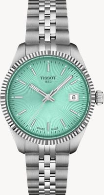 Tissot Ballade Quartz (34mm) Green Guilloché Dial / Stainless Steel Bracelet T1562101109100