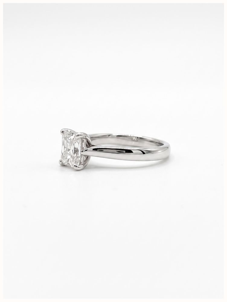 0.70ct Radiant Natural Diamond Platinum Solitaire Ring J40713 - alternate view 2