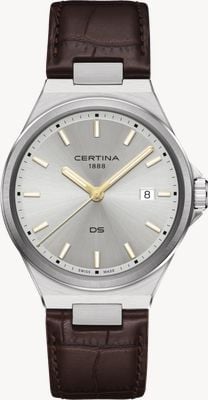 Certina DS-7 Quartz (39mm) Silver Dial / Brown Leather Strap C0434101603100
