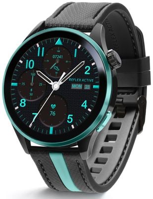 Reflex Active Series 54 AMOLED GPS Smart Calling Watch - Black & Turquoise RA54-2232