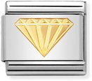 Nomination Classic Diamond 18ct Gold & Steel Charm 030115/03