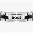 BOSS Jewellery Two Tone Black Enamel & Stainless Steel Link Bracelet 1580890 - alternate view 2
