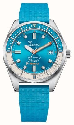Squale Matic S Automatic (39mm) Sunray Light Blue 313C Dial / Light Blue Mosaic Rubber Strap MATICLBWLB.MRLB