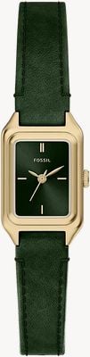 Fossil Raquel 18 mm Three-Hand Green Leather Watch ES5531