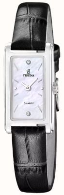 Festina Mademoiselle Quartz (25mm) Mother-of-Pearl Dial / Black Leather Strap F20769/1