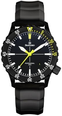 Damasko DSUB10 DAMEST Manufacture Automatic (42mm) Black Dial / Black 'Wave' Rubber Strap Watch DSUB10-BLACK BLACK RUBBER(WAVE)