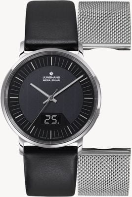 Junghans Men's Milano Mega Solar Black Leather / Milanese Set 56/4220.00