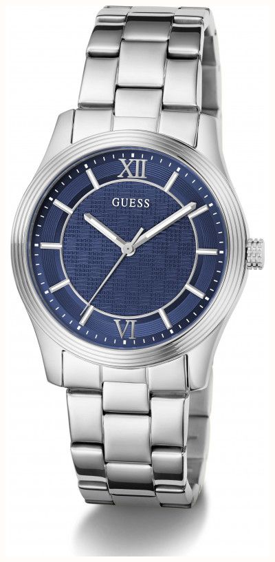 Guess Mens Quentin Blue Sunray Dial Silver-Tone Stainless Steel Bracelet GW1127G1 - alternate view 2