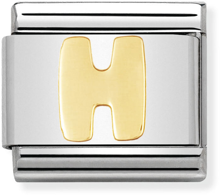 Nomination Classic Letter H 18ct Gold & Steel Charm 030101/08