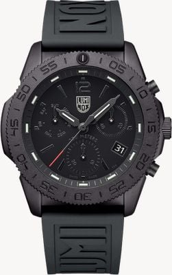 Luminox Men's Pacific Diver Chronograph (44mm) Black Dial / Black and White Rubber Strap Set XS.3141.BO.1.SET
