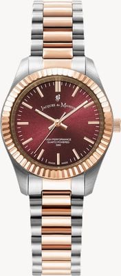 Jacques Du Manoir Inspiration Prime Quartz (31mm) Red Sunray Dial / Two-Tone Stainless Steel Bracelet JWL03903