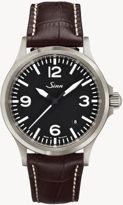 Sinn 556 A Sports Sapphire Glass Brown Embossed Leather 556.014 BROWN ALLIGATOR STYLE WHITE STITCH