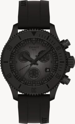 Tissot Seastar 1000 Quartz Chronograph (38mm) Graded Grey-Black Dial / Black Silicone Strap Watch T1202173706100