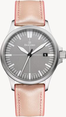 Damasko DS30 Three-Hand Automatic (39mm) Grey Dial / 'Lindsey' Apricot-Rose Rubber Strap DS30 GREY LINDSEY
