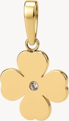 D.LOUISE Gold Plated Clover Disc with CZ Pendant CH14