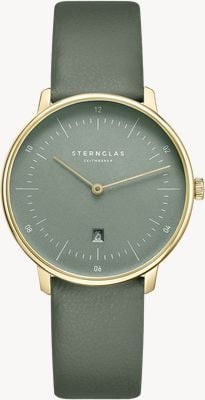 STERNGLAS Naos XS Edition Flora (33mm) Sage Green Dial / Classic Sage Leather Strap S01-ND62-KL09