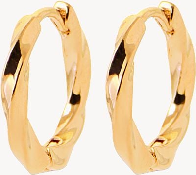 Burren Jewellery 18k Gold Plated Twist Huggie Hoop Earrings E1730