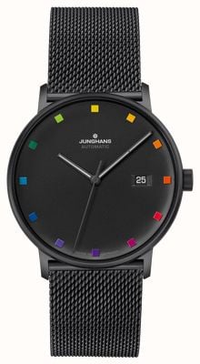 Junghans FORM A Bauhaus Limited Edition (39.3mm) Black Dial / Black PVD Stainless Steel Milanese Bracelet 27/4533.44