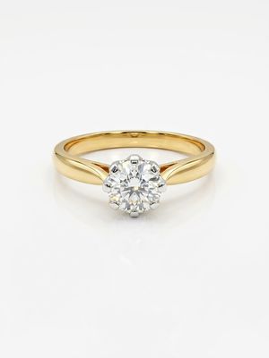 James Moore & Co Pre-Owned 18ct Yellow Gold Platinum Head 0.35ct Round Brilliant Cut 8 Claw Solitare Ring J84023