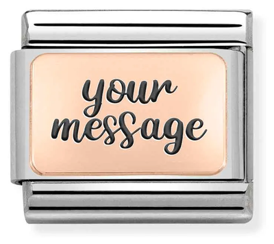 Nomination Classic ENGRAVED Steel And Bonded Rose Gold CUSTOM Smooth Plate Charm 430101/01