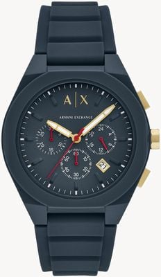 Armani Exchange Men's Rafael Chronograph (44mm) Blue Dial / Blue Silicone Strap AX4168