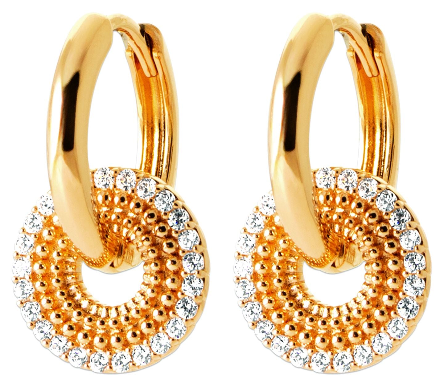 Burren Jewellery E1621 18k Gold Plated Drop Hoop Earrings