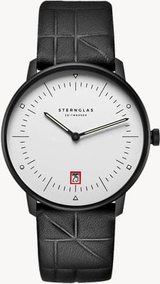 STERNGLAS Naos Edition Bauhaus III (38mm) White Dial / Black Edition Bauhaus Leather Strap S01-NAB15-EB09