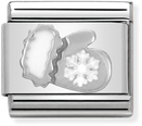 Nomination Classic Glove Snowflake Sterling Silver & Steel Enamel Charm 330204/03