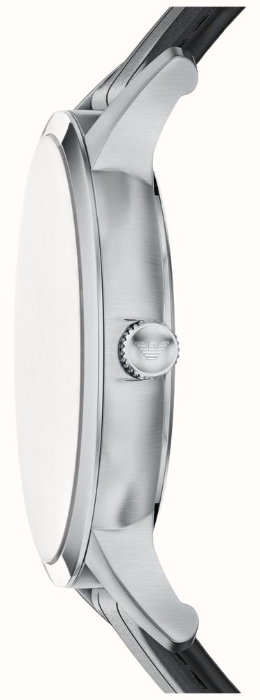 Emporio Armani Three-Hand Quartz (43mm) Black Sunray Dial / Black Leather Strap AR11826 - alternate view 2