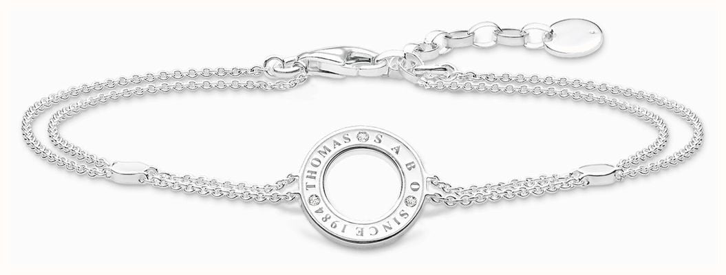 Thomas Sabo Sterling Silver Bracelet | Double Chain | Circle Detail A1878-051-14-L19V
