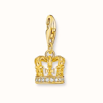 Thomas Sabo Gold-Plated Charm Pendant LONDON Crown With Zirconia 2123-414-39