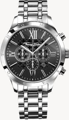 Thomas Sabo Rebel Urban Quartz Chronograph (43mm) Black Dial / Stainless Steel Bracelet WA0015-201-203-43