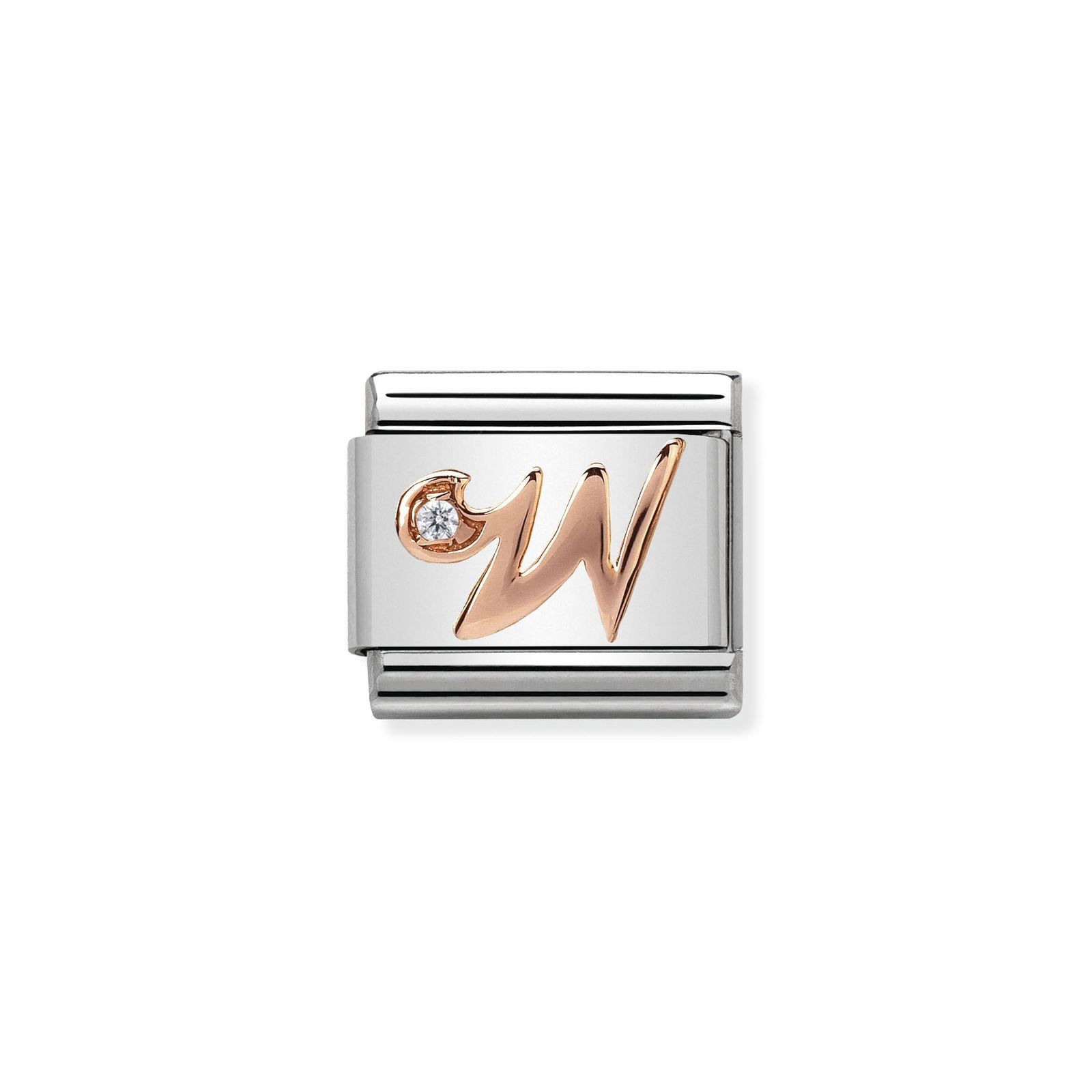 Nomination 430310/23 Classic Letter W 9ct Rose Gold & Steel Jewellery
