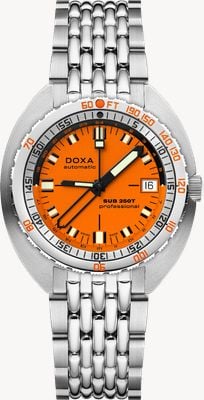 DOXA SUB 250T GMT Professional (40mm) Orange Iconic Dial / Stainless Steel Rice-Grain Bracelet 855.10.351.10