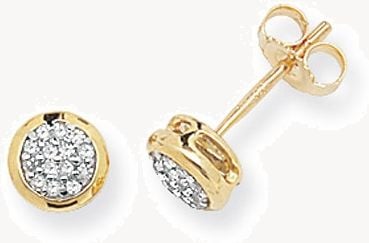 Treasure House 9k Yellow Gold Diamond Pave Stud Earrings DE153