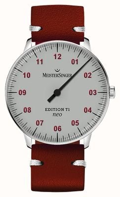 MeisterSinger Limited Edition Neo T1 (36mm) Grey Dial / Red Leather Strap ED-NES-T1