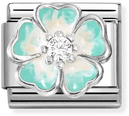 Nomination Classic - Green Enamel Flower Charm with Cubic Zirconia 330321/18