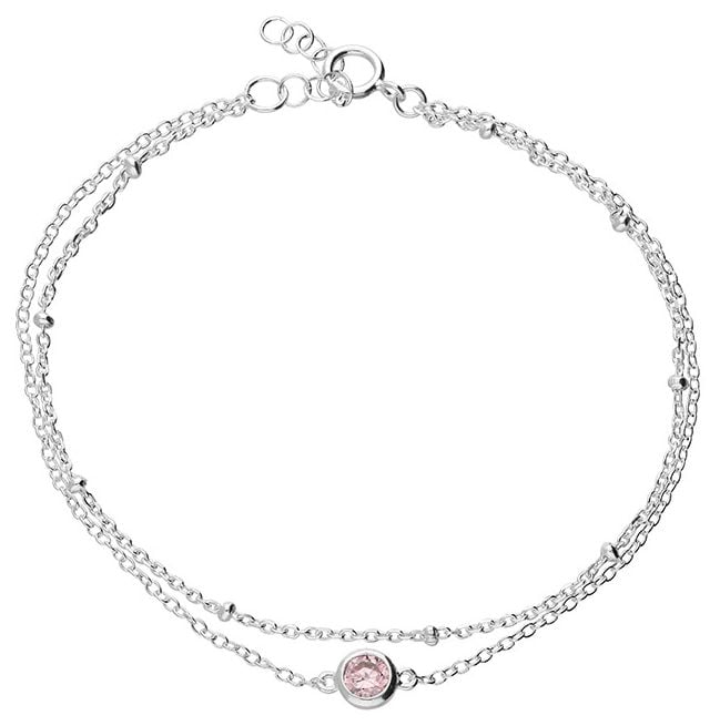 James Moore & Co H5100/P Silver Bracelet Single Pink Cz Jewellery