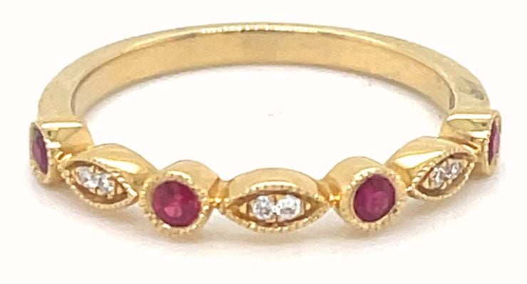 James Moore Clarity 18ct Yellow Gold Ruby And Diamond Eternity Ring J93703