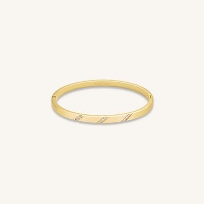 Rosefield Jewellery Gold Bangle With Lines Of Crystals JBLCG-J1043