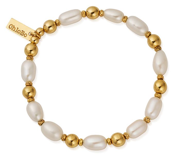 ChloBo GBLPFR Ocean Pearl Bracelet Gold-Plated Sterling Jewellery