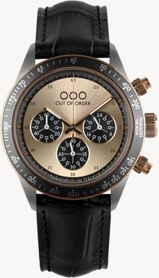 Out Of Order Supervintage Chrono Desert Rose (42mm) Rose-Gold Dial / Black Leather Strap Watch OOO.001-30.NE.RG