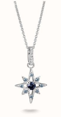 Thomas Sabo star sterling silver necklace with blue and white stones KE2394-166-1-L50