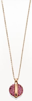 Fiorelli Gold 9k Rose Gold Rhodolite Garnet Pavé Disc Necklace GN252