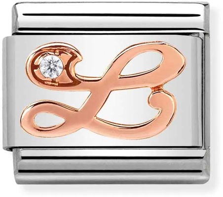 Nomination Classic Letter L 9ct Rose Gold & Steel Charm 430310/12